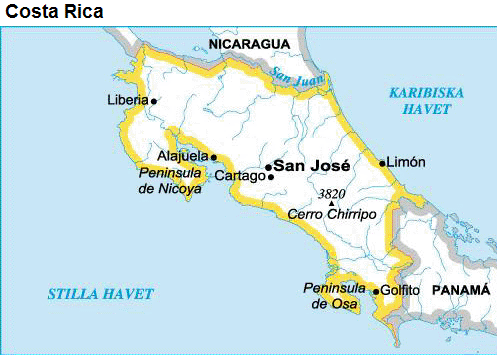 costa rica karta Karta COSTA RICA   reseledaren.nu costa rica karta