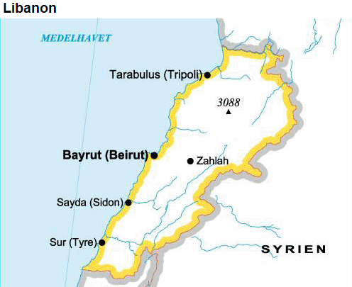 libanon karta Karta LIBANON   reseledaren.nu libanon karta