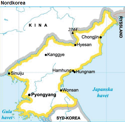 Karta NORDKOREA - reseledaren.nu