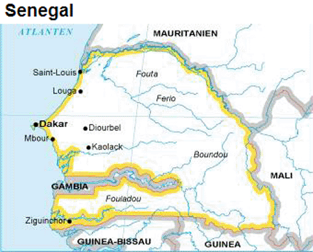 senegal karta Karta SENEGAL   reseledaren.nu senegal karta