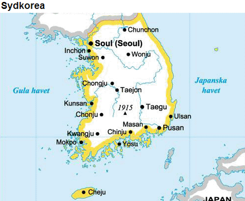 Karta SYDKOREA - reseledaren.nu