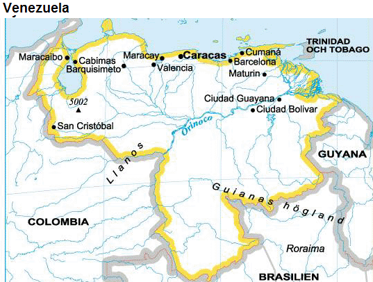 venezuela karta Karta VENEZUELA   reseledaren.nu venezuela karta