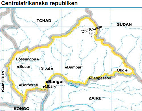 Centralafrikanska republiken karta