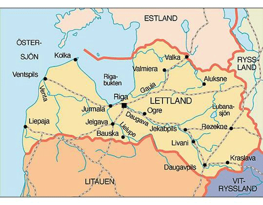 Karta över Lettland