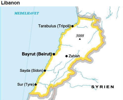 Libanon karta