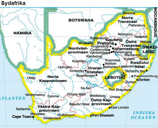 Sydafrika karta