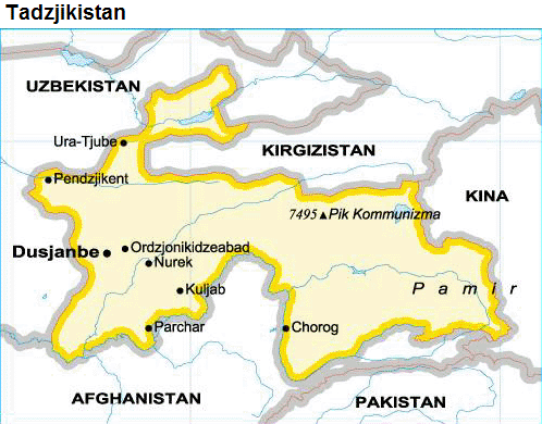 Tadzjikistan karta
