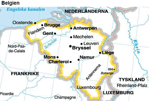 Belgien karta
