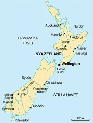 Nya Zeeland karta